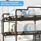 4 Tiers Stackable Can Rack Organizer, Wear-resistant Upgrade Beverage Food Can Dispenser Holder Holds up to 48 Cans for Kitchen Cabinet and Pantry (Brown) - color: brown
