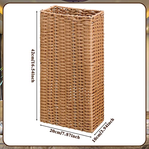 Weysat Woven Umbrella Stand for Entryway Handmade Umbrella Holder Freestanding Cane Stand Natural Color Decorative Umbrella Rack Tall Basket for Laundry Bathroom (Rectangular Style) - style: Rectangular Style