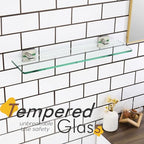 KOKOSIRI Floating Shelves Wall Mount 20-Inch Bathroom Tempered Glass Shelf Shower Storage Kitchen Rack, 2 Pack Brushed Stainless Steel B1107BR-L20-P2 - color: Brushed Nickel, size: 20-Inch(2 Pack)