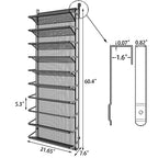 10 Tier Shoe Rack Over The Door Shoe Organizer Hanging Shoe Storage The Door Shoe Rack for Closet Pantry Wall Floating Shelves (10 Tier, Silver Grey)