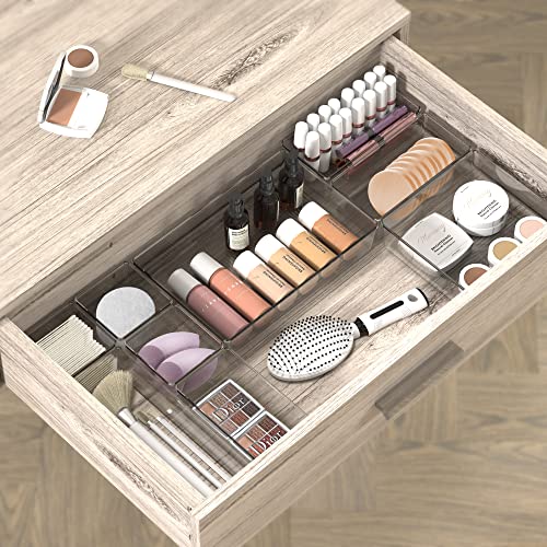 Simple Houseware 20 PCS Clear Plastic Drawer Organizers Set, 5-Size for Makeup, Bathroom, Bedroom and Office - size: Assorted x 20