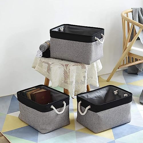 TheWarmHome Storage Basket for Organizing- 16x12x8 inch 1 Pack Fabric Storage Cubes, Bins for Organization for Shelves Organizer Gift Laundry Cloth Toy (Grey & Black) - color: Black&Grey, size: Large - 15.7Lx11.8Wx8.3H