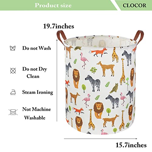 CLOCOR Kids Laundry Basket,Nursery Baby Hamper,Toy Storage Bin with handles for Boys and Girls,Safari Room Decor,Waterproof Storage Basket(Jungle Animals) - color: Jungle Animals