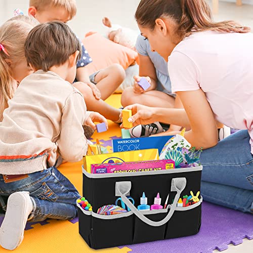 ZKOO Art Supply Storage Organizer Caddy, Craft Tote Bags With Pockets for Scrapbook Organization and Storage Supplies, Portable Office Organizer (Black, Small) - color: Black