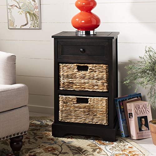 SAFAVIEH Home Collection Carrie Brown/ Natural Wicker 3-Drawer Storage Nightstand Side Table (Fully Assembled) - color: Brown
