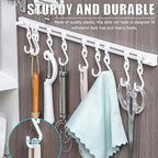 OULIGET Utility Slide Rail Hook,Under Cabinet Kitchen No Punching Hooks for Hanging Utensil,Bathroom Bedroom Office Wall Door Rack with 10 Hooks,15.7 and 11.8 Inches,2Pieces - color: White