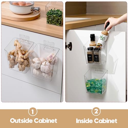 4 Pack Drink Packet Organizer, Clear Acrylic Cabinet Door Organizer Adhesive, Wall Mount Caddy Utensil Holder Floating Bin for Tea Bag Kcup Storage, Sewing Tools, Laundry Pods, Small Cleaning Supply - color: 4 Pack, size: Large
