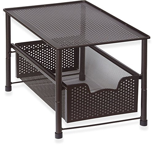 Simple Houseware Stackable Under Sink Cabinet Sliding Basket Organizer Drawer, Bronze - color: Bronze