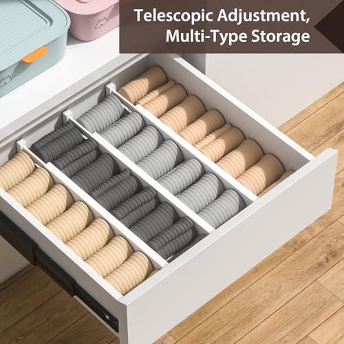 DUCOO 4 PCS Drawer Divider, 17"-22" Adjustable Bamboo Drawer Dividers Organizers, Expandable Separators for Kitchen, Clothes, Dressers, Home, Office, White - color: White
