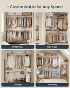 SONGMICS HOME Closet System, Closet Insert Organizer, 4-6 ft, Adjustable Metal Shelving Unit with 6 Hanging Rods, 6 Shelves, and Hooks, for Pantry Mudroom Garage Basement, Cloud White URGR032W01 - size: 3 Tier