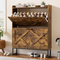 Nicetree Shoe Cabinet Organizer with 2 Flip Drawers, Freestanding Narrow Rack with Metal Legs, Farmhouse Slim Shoe Storage for Entryway, Foyer, Hallway, Rustic Brown - color: Rustic Brown, style: 2-Drawers