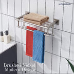 KOKOSIRI Towel Shelf with Double Towel Bars 16 Inches Bathroom Towel Rack Towel Holder Wall Mounted Stainless Steel, Brushed Nickel, B6005BR-L16 - color: Brushed Steel, size: 16 Inch