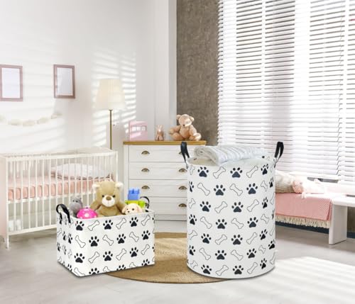 NTAOHAMPER Waterproof PE Coating Puppy Storage Bin with Handles,Doggy Collapsible Gift Basket,Kids Toys/Books Box,Room Decor(Paw) - color: Paw