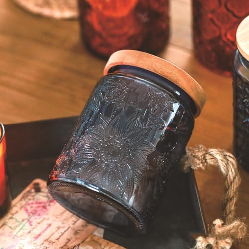 ANSQU Vintage 23.7oz Glass Mason Jar with Solid Wood Lid - Decorative Storage Canister for Tea, Coffee, Cookies, Candy, Bath Salts, Laundry Detergent - Kitchen & Bathroom Organizer (Blue, 1 Pack) - color: Blue, size: 23.7 Ounces