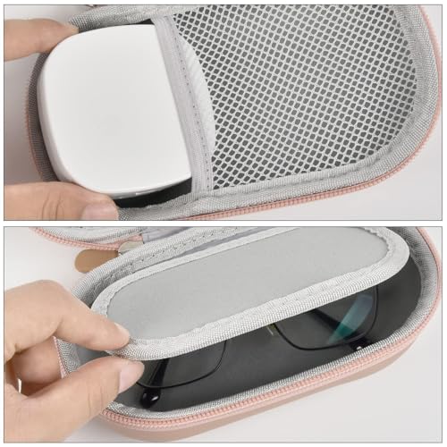 Portable 2 in 1 Contact Lens Case and Glasses Case, Traveling Contact Cases Bag Box Holder with Soak Storage Kit Included Built-in Mirror, Tweezer, Contact Lens Solution Bottle and Hand Strap-Gold - color: Gold