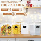PRAKI Large Airtight Food Storage Containers 5.2L / 195oz, 4pcs Pantry Kitchen Organizers and Storage for Flour, Sugar, Baking Supplies, BPA Free, Plastic Flour Containers with 20 Labels & Maker - size: 5.2 l