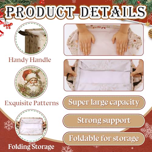 4 Pack Christmas Storage Bin Collapsible Large Christmas Storage Baskets for Gifts Xmas Tree Canvas Laundry Basket Foldable Box with Handle for Office Home Bedroom Clothes Toys Holiday Decor - style: Snowman