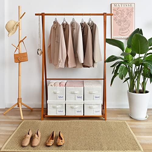 GRANNY SAYS Closet Organizer Bins with Label Holder, Fabric Storage Baskets, Foldable Storage Bins for Living Room, Decorative Storage Containers Organizing, Pearl White, Medium, 3-Pack - color: Pearl White, size: Medium