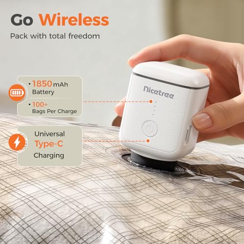 Nicetree 9-Pack Vacuum Storage Bags with Rechargeable Wireless Pump, 3 Sizes (20/24/28 Inch) Travel Vacuum Seal Bags for Clothing, Bedding & Seasonal Storage, Space Saver for Luggage - style: 9 Combo Set