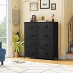 YITAHOME Fabric Dresser with 8 Drawers, Tall Dresser with Fabric Bins, Storage Tower Unit, Chest of Drawers for Living Room, Hallway - color: Black(new 2025), style: 8-Drawer
