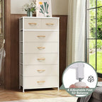 Crestlive Products Vertical Dresser Storage Tower - Sturdy Steel Frame, Wood Top, Easy Pull Fabric Bins, Wood Handles - Organizer Unit for Bedroom, Hallway, Entryway, Closets - 7 Drawers (Beige) - color: Beige, style: 7 Drawers