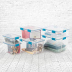 Sterilite 54 Qt Gasket Box, Stackable Storage Bin with Latching Lid and Tight Seal, Plastic Container to Organize Basement, Clear Base and Lid, 1-Pack - size: 54 Quart, style: 1 Pack