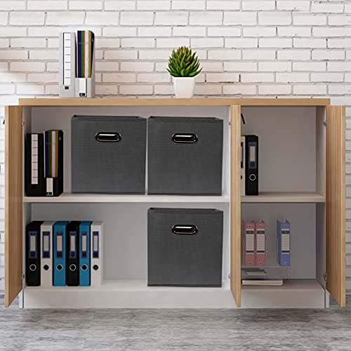 Yunkeeeper storage bins Cubes, Fabric Cube Organizer with Handle, Foldable Cube Bins for Cloth or Accessary Storage, 11x11x11, Set of 6, (Gray) - color: Gray, size: 6 Pack