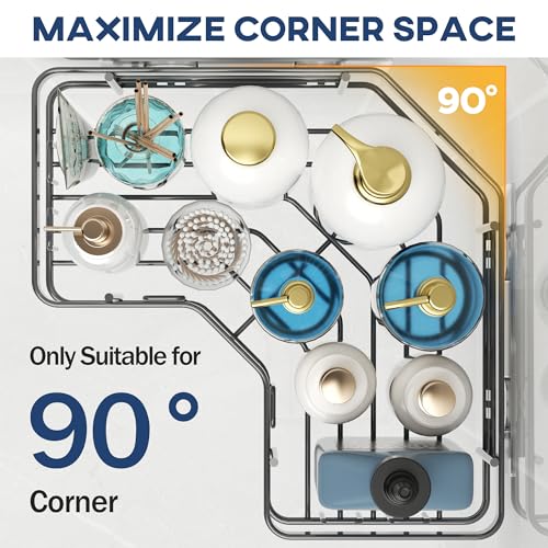 MAXIFFE 3 Pack Corner Shower Caddy with Soap Holder, Large Capacity Sturdy Easy Install No Drilling Stainless Steel Hold 40 LBS Shower Organizer Shelves Rack Storage for Family Renters Bathroom, Grey - color: Grey L