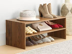 Whitmor Wood Stackable 2-Shelf Shoe Rack, Walnut, 31 inches - color: Brown, size: 31 INCH