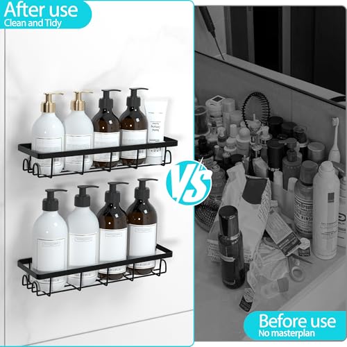 Shower Caddy Organizer with Hooks,Self Adhesive Bathroom Shelves,Shower Shelves,No Drilling Bathroom Organizers and Storage,Perfect for RV, Apartment, Home Decor,3 Pack Black - color: Black, size: 3 Pack