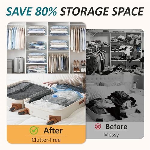 Cozy Essential Vacuum Storage Bags, 80% Compression Vacuum Seal Space Saver Plastic Packaging Bags for Clothes, Blankets, Pillow, Bedding, Comforters, Sealer Clothing Storage,30 Combo - size: Combo
