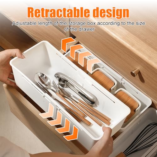 MiOYOOW Multifunctional Drawer Organizer, Adjustable Expandable Storage Bin, Kitchen Utensils Holder Tray with Dividers for Bathroom Bedroom Wardrobe Office - color: Narrow
