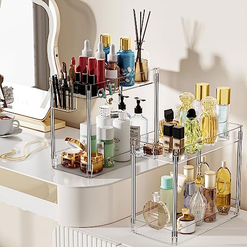 SPACEKEEPER Acrylic Rolling Storage Cart 4 Tier Clear Bathroom Cart Organizer, Transparency Rolling Utility Cart Laundry Room Organization Multifunction Mobile Shelving Unit for Office, Living Room - size: 4 Tier