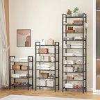 usikey 10 Tiers Narrow Shoe Rack 20-30 Pairs, Sturdy Metal Tall Shoe Rack Shelf with 4 Hooks, Slim Shoe Storage with Metal Shelf, Space Saving Vertical Shoe Organizer for Entryway Black UNYXJX018H - color: 10 Tier ( 17.9 X 11 X 69.2 Inches)-black