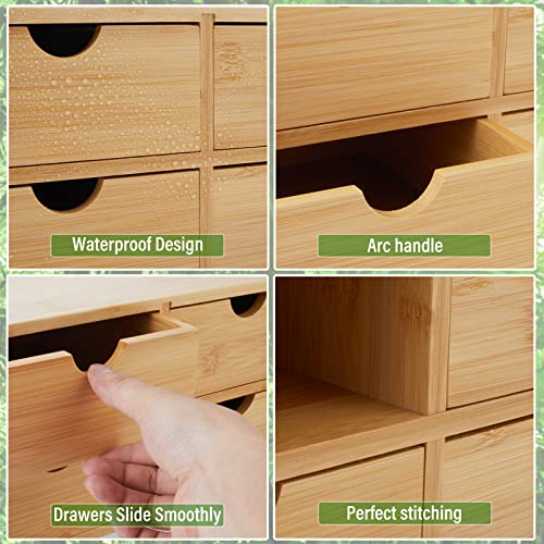 Charmewooden Bamboo Desk Organizer With Drawers Countertop Drawers Counter Storage Box Corner Desk Organizer for Home Office No Assembly Required (4 Drawers) - style: 4 Drawers