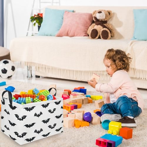 Halloween Batman Basket,Collapsible waterproof storage basket,Batman toy decor,Cute toy storage box Empty for kids,Organizer Containers for Kids Toys,bat room decor(Black bats) - color: Black bats