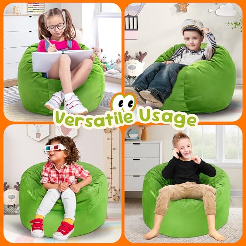 Hobestluk Bean Bag Chairs 2.5FT Bean Bag Chair with Memory Foam Filled & Machine Washable Cover,Beanbag Chair, Small Bean Bag Chairs for Playroom, Living Room, Bedroom - color: Lime, size: 2.5FT - 28.5" x 28.5" x 17.8"