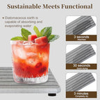 2PCS Fast-Dry Diatomite Sink Tray Set, Ultra Absorbent Soap Holder & Coaster with Non-Slip Feet & Grooved Design, Bathroom Kitchen Countertop Organizer, 8.3x4 Inches (Grey)