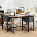 Tangkula 48-Inch Computer Desk with 2 Drawers, Modern Home Office Desk with Hanging Hook & Storage Shelf, Multipurpose Writing Desk for Study Bedroom (Rustic Brown, 48")