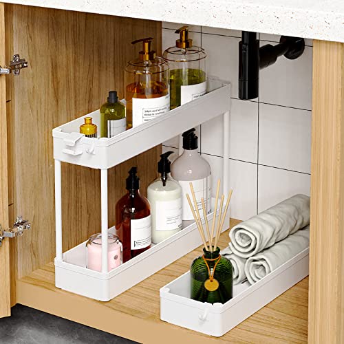SPACEKEEPER Slim Rolling Storage Cart, 3 Tier Bathroom Storage Organizer Laundry Room Utility Cart Mobile Shelving Unit, Multi-Purpose for Kitchen Office Bathroom Laundry Narrow Places, White - color: White