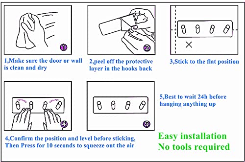 Key Holder for Wall - Adhesive Key Hooks with 4 Hooks, Heavy Duty Stainless Steel, Black, No Screw Holes