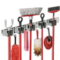 5 Racks and 4 Hooks Mop and Broom Holder Wall Mount, SUS304 Heavy Duty Broom Organizer Storage Tool Racks, Self Adhesive Solid Non-slip Tool Hangers for Home Kitchen Garden Laundry Garage - color: 5 Racks & 4 Hooks (Silver) - 1 Pack