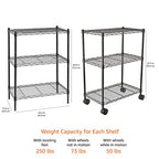 Amazon Basics 3-Shelf Adjustable Heavy Duty Storage Shelving Unit on 2" Wheels, Metal Wire Rack for Garage, Utility Shelving with Leveling Feet, 23.2"L x 13.4"W x 32.75"H, Black - color: Black