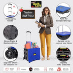 dbest products Quik Cart Collapsible Rolling Crate on Wheels for Teachers Tote Basket, 80 lbs Capacity, Blue Lid Made from Heavy Duty Plastic and used as a Seat - color: Black, Blue, style: Standard