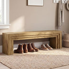 Tribesigns 71'' Extra Long Shoe Storage Bench,Mid-Century Modern Entryway Bench,Indoor Wooden End of Bed Bench for Hallway,Bedroom,Living Room - color: Light Brown