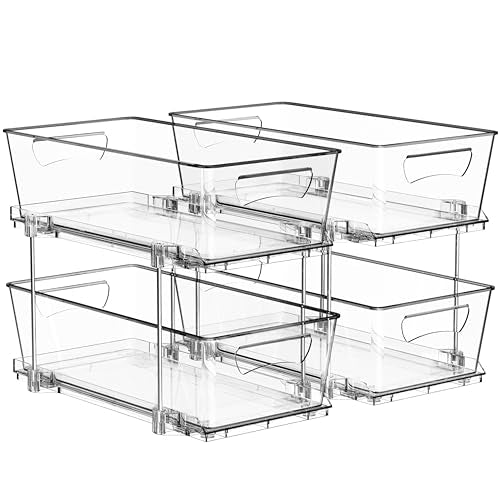 Simple Houseware 2 Tier Basket Drawer Cabinet Pull-Out Organizer, 2 Pack, Clear - size: 2-Pack