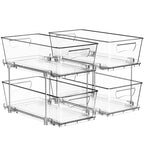 Simple Houseware 2 Tier Basket Drawer Cabinet Pull-Out Organizer, 2 Pack, Clear - size: 2-Pack