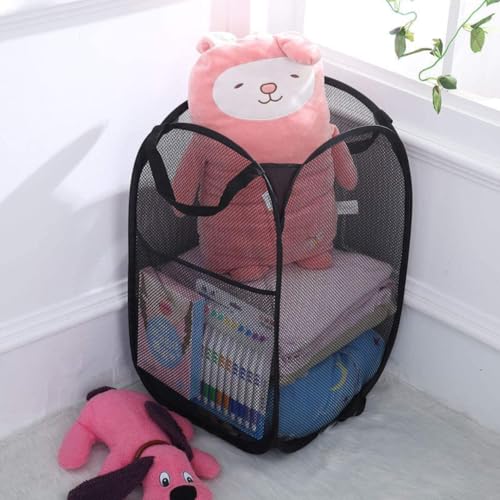 Larpur 3 Pack Pop Up Laundry Hampers, Collapsible Mesh Laundry Baskets, Portable Foldable Clothes Hampers for Dorm, Home, Bedroom, Bathroom, RV Cruise, Black - color: 3pcs-Black