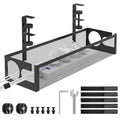 Under Desk Cable Management Tray No Drill 15.1’’, Metal Mesh Cable Management Box with Hybrid Side Slots Cable Raceway,Adjustable Cable Tray with Wire Management for Office Home,1 Pack (Black) - color: Black