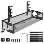 Under Desk Cable Management Tray No Drill 15.1’’, Metal Mesh Cable Management Box with Hybrid Side Slots Cable Raceway,Adjustable Cable Tray with Wire Management for Office Home,1 Pack (Black) - color: Black